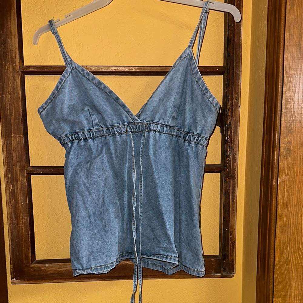 Blue Denim Spaghetti Strap Top